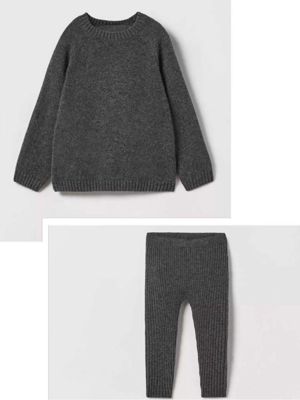 Charcoal Ribbed cashmere Two-Piece Set
